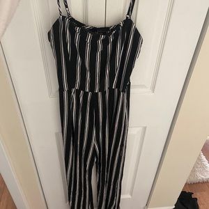 Black and White Stripped Jumpsuit